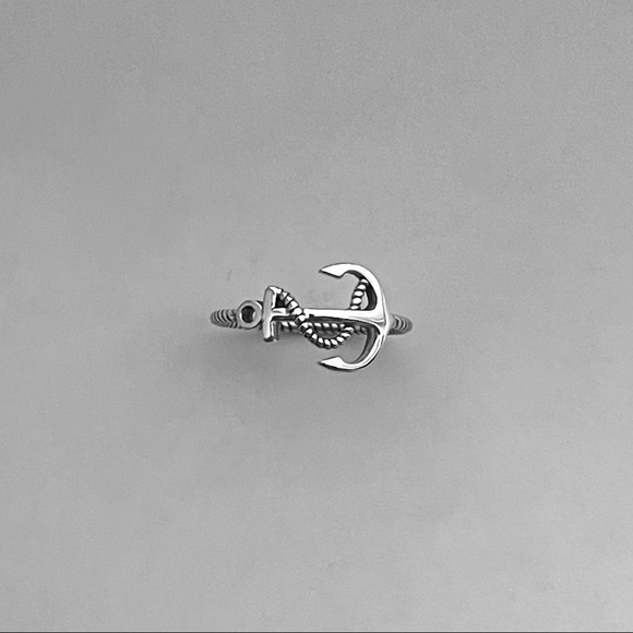 Sterling silver anchor with rope ring, anchor ring, rope ring, anchor with rope - Picture 6 of 9